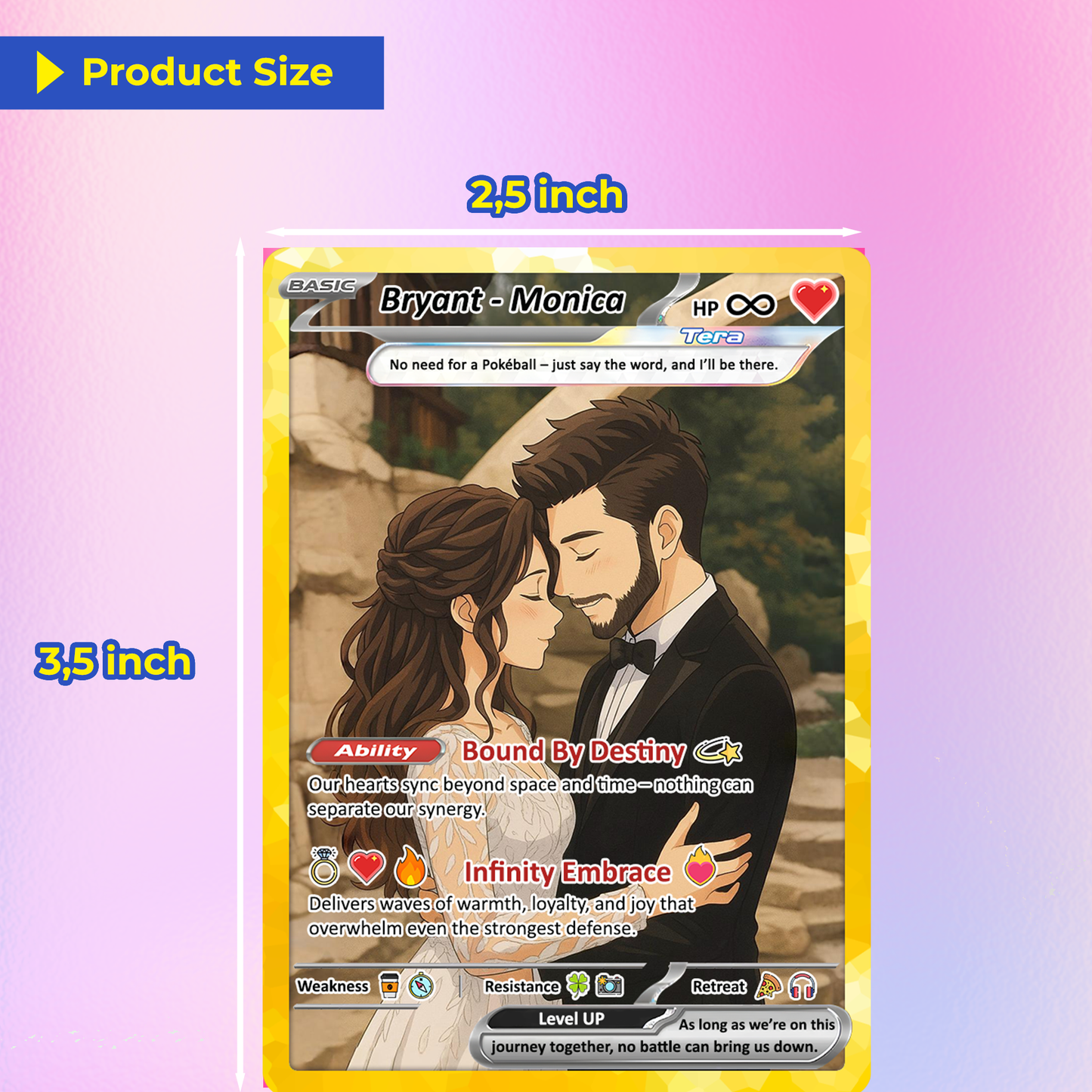 Custom Poke Card for Couple - Anime-Inspired Ghibli Aesthetic Pocket Monster Gift - Holographic Effect Available - CPC-20