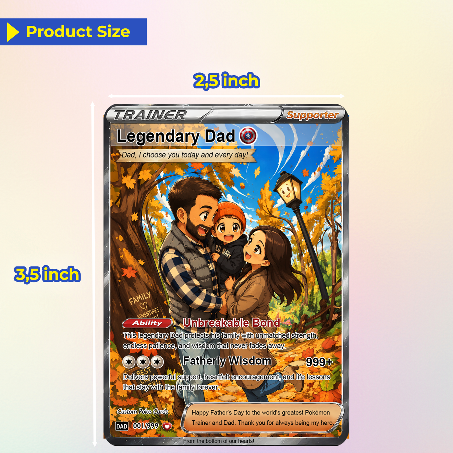 Trending Comic Anime-Inspired Personalized Pokémon Card for Dad - Happy Father's Day Custom Pokémon Card - Perfect Gift for Dad - CPC-114
