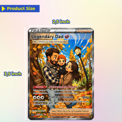 Trending Comic Anime-Inspired Personalized Pokémon Card for Dad - Happy Father's Day Custom Pokémon Card - Perfect Gift for Dad - CPC-114