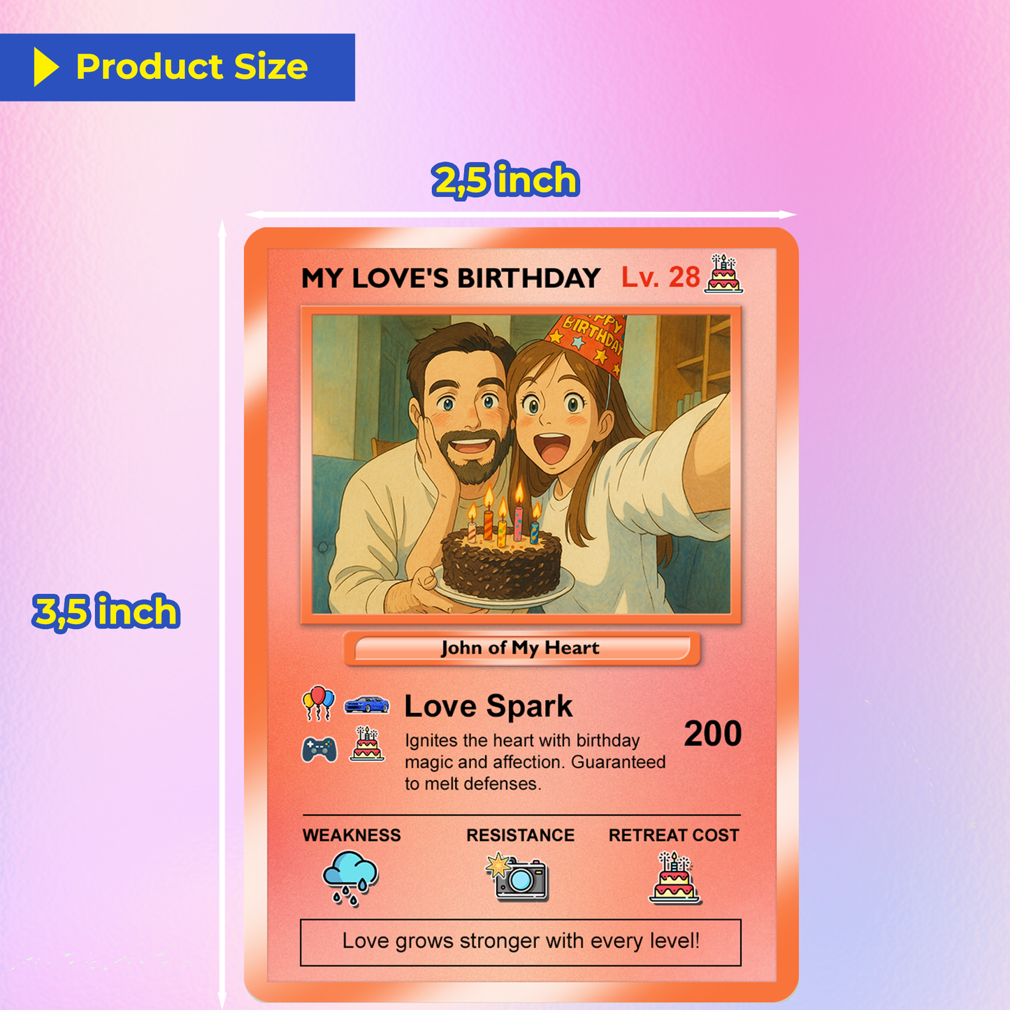 Customizable Pokemon Cards for Birthday, Anime Transformation Personalized Pokemon Card, Birthday Custom Pokemon Card for Couples - CPC-45