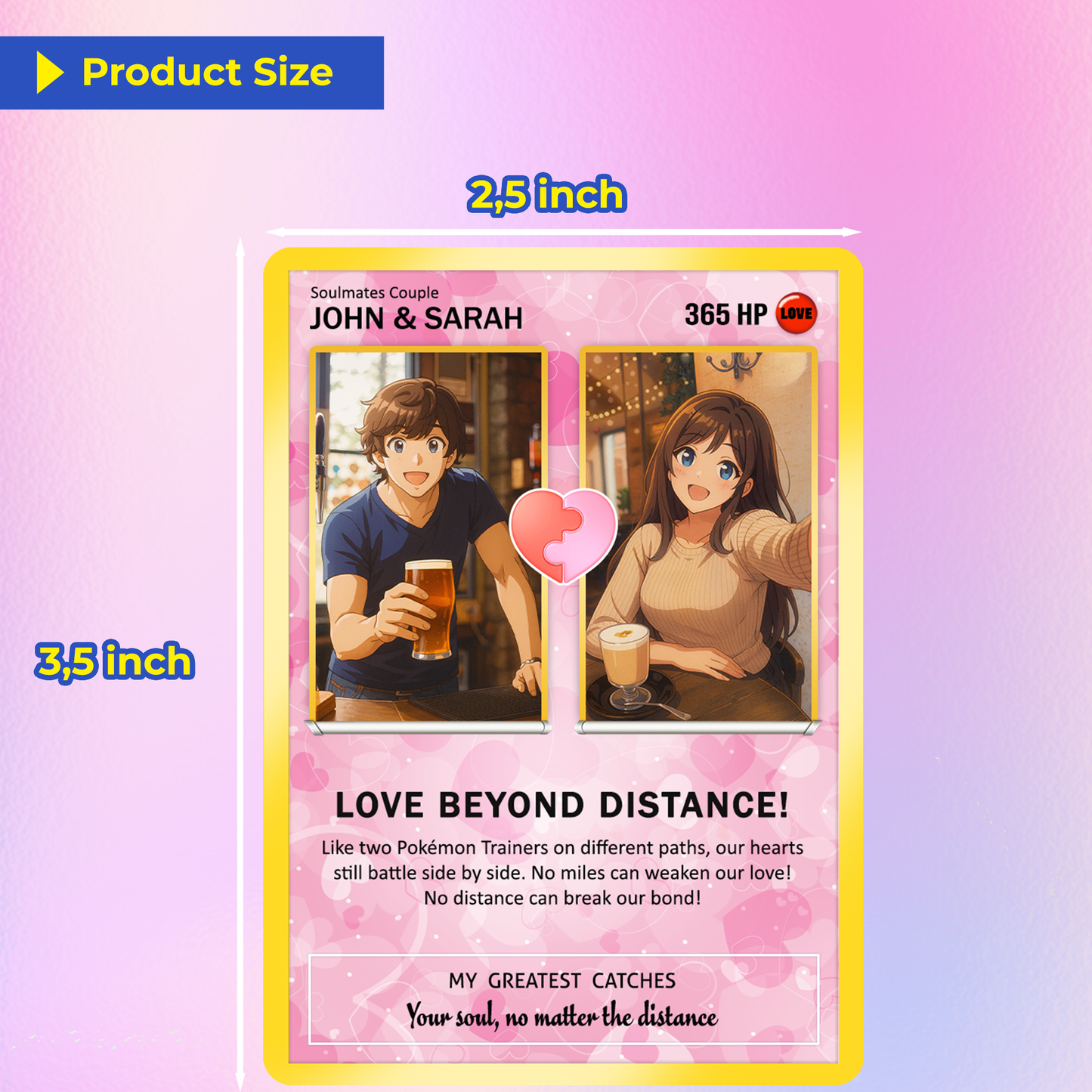 Custom Pokemon Card Keepsake for Love Beyond Distance - Best Anime-Inspired Couple Anime Style Gifts for Long-Distance Lovers - CPC-33