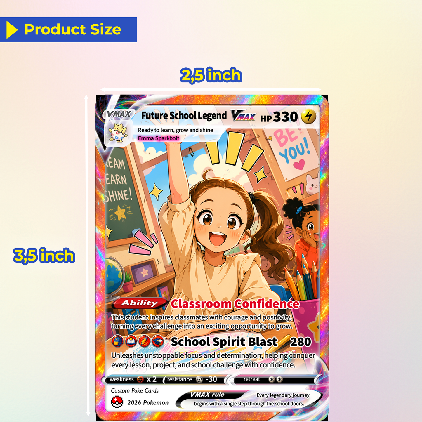 Back to School Custom Pokémon Card - Personalized Pokémon Card with Anime Picture for Kids, Students - First Day of School Gift from Parents - CPC-BTS-01