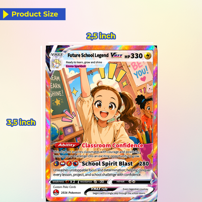 Back to School Custom Pokémon Card - Personalized Pokémon Card with Anime Picture for Kids, Students - First Day of School Gift from Parents - CPC-BTS-01