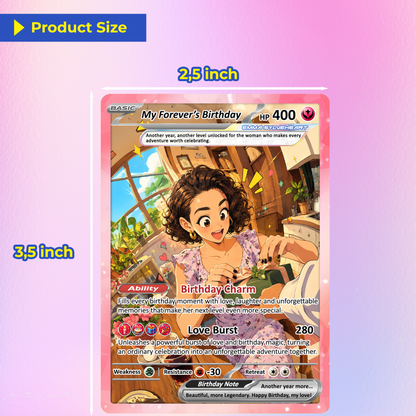 Happy Birthday Custom Pokémon Card for Her - Personalized Pokémon Card by Animated Photo - Customizable Pokémon Gift from Boyfriend, Husband for Girlfriend & Wife - CPC-DOB-06