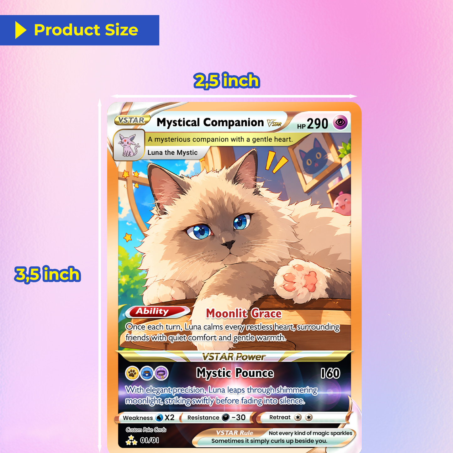 For Cat Lovers Custom Pokémon Card - Personalized Poke Cards with Animated Cat Photo - Unique Gift for Cat Mom, Cat Dad - CPC-Pet-05