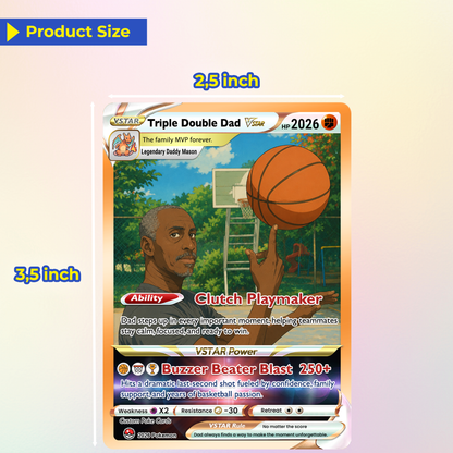 Basketball Dad Custom Pokémon Card for Father's Day - Father’s Day Personalized Pokémon Card for Sport Dad - Comic Anime Customizable Gift from Supporter, Wife, Son & Daughter - CPC-137