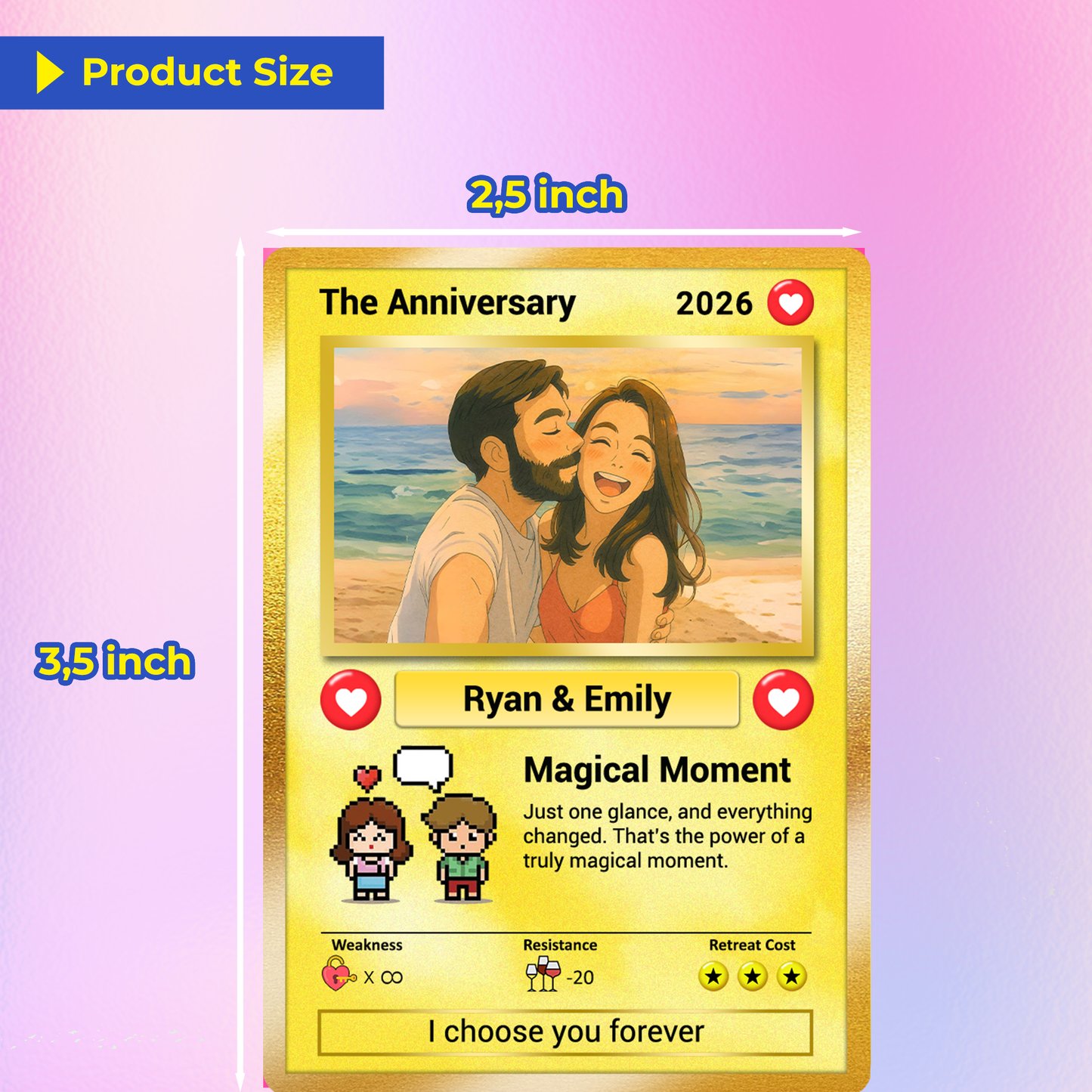 Custom Poke Card for Couple - Anime-Inspired Ghibli Aesthetic Pocket Monster Gift - Customizable Trading Cards - CPC-19