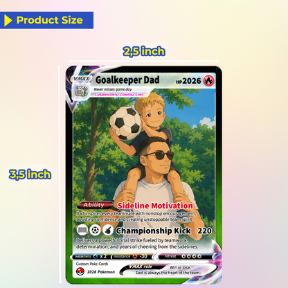 Father’s Day Personalized Pokémon Card for Sport Dad - Custom Pokémon Card for Soccer Dad - Comic Anime Style Customizable Gift from Supporter, Wife, Son & Daughter - CPC-132