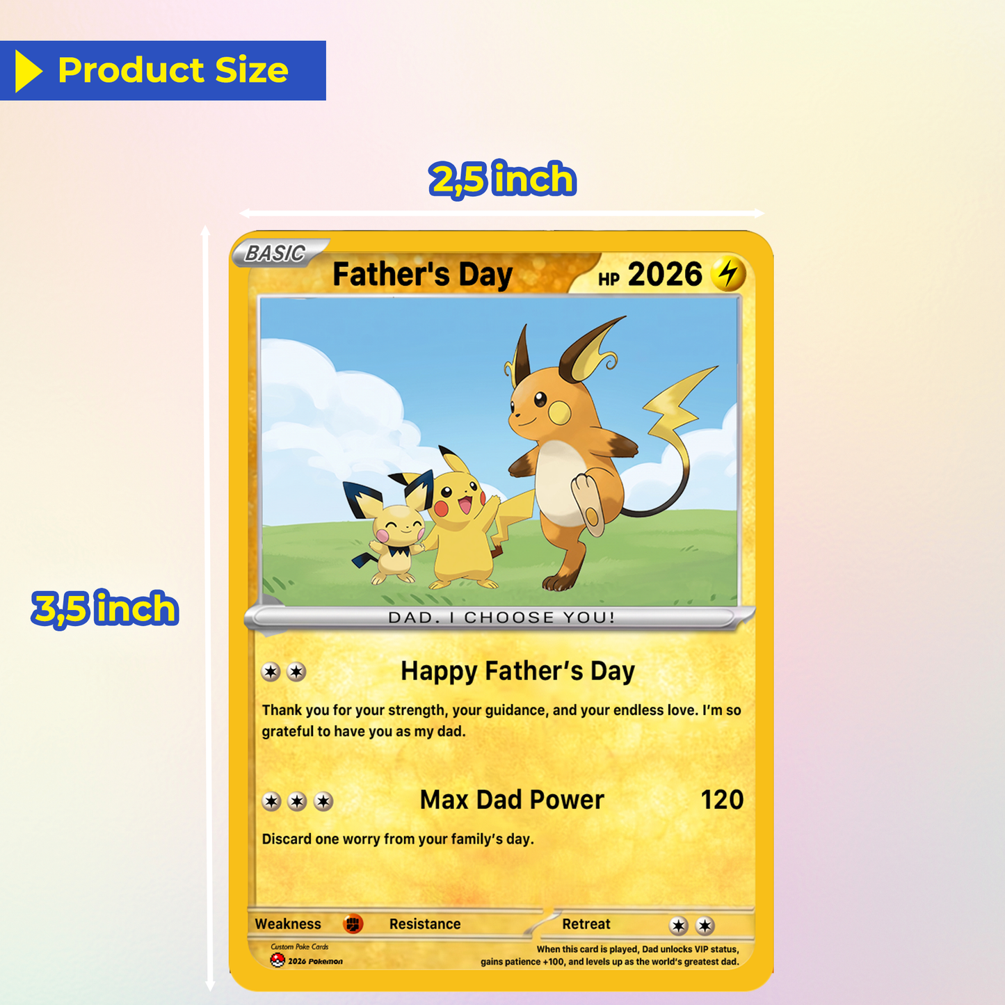 Funny Father’s Day Personalized Pokémon Card - Special Edition Custom Pokémon Card for Trainer Dad - Customizable Character Gift from Supporter, Wife, Son & Daughter - CPC-111.A