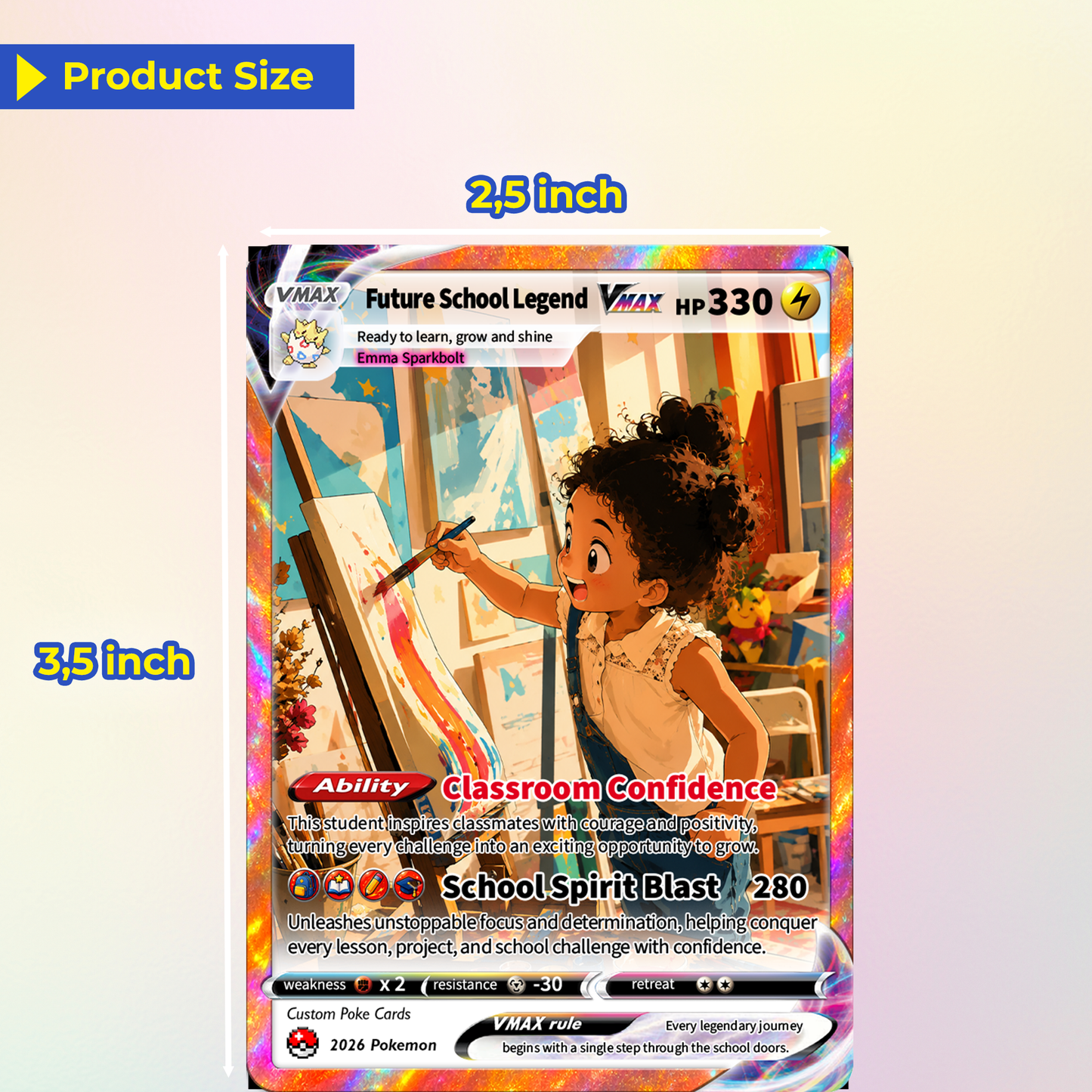 Back to School Custom Pokémon Card - Personalized Pokémon Card with Anime Picture for Kids, Students - First Day of School Gift from Parents - CPC-BTS-01