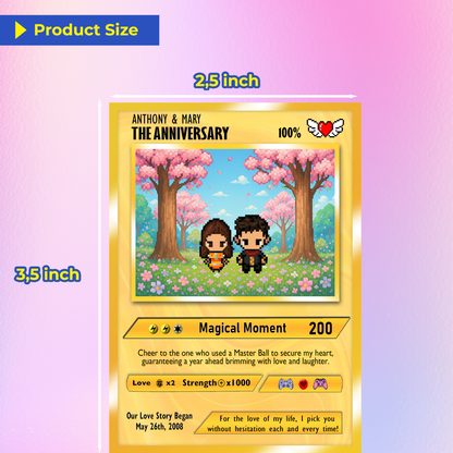 Custom Pokemon Card with Pixel Characters, Personalized Pokemon Card for Couples, Holographic Effect Available - CPC-70.B