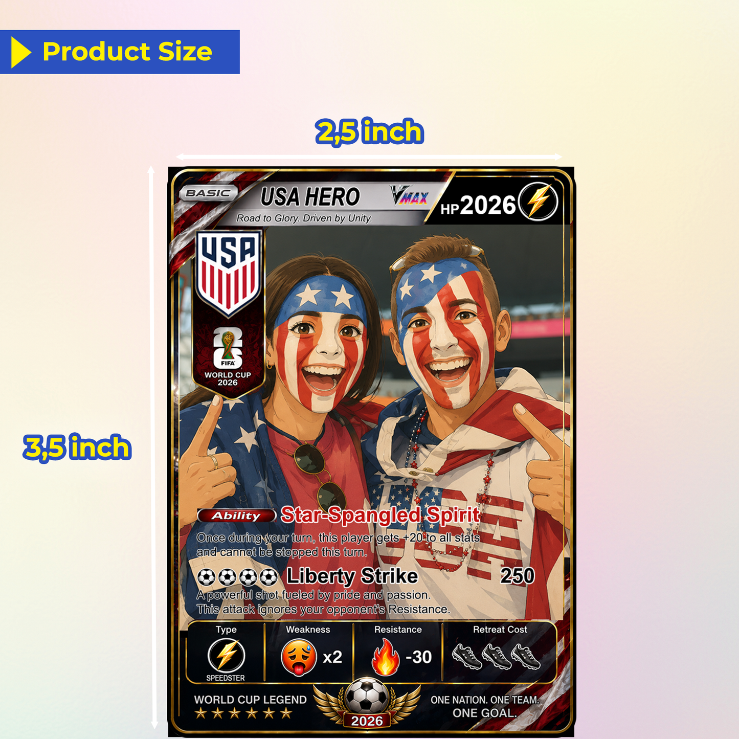 Custom World Cup 2026 Soccer Card, Personalized Football Trading Card, Pokémon-Style Fan Card with Photo, Unique Gift for Soccer Fans - CPC-WC-USA
