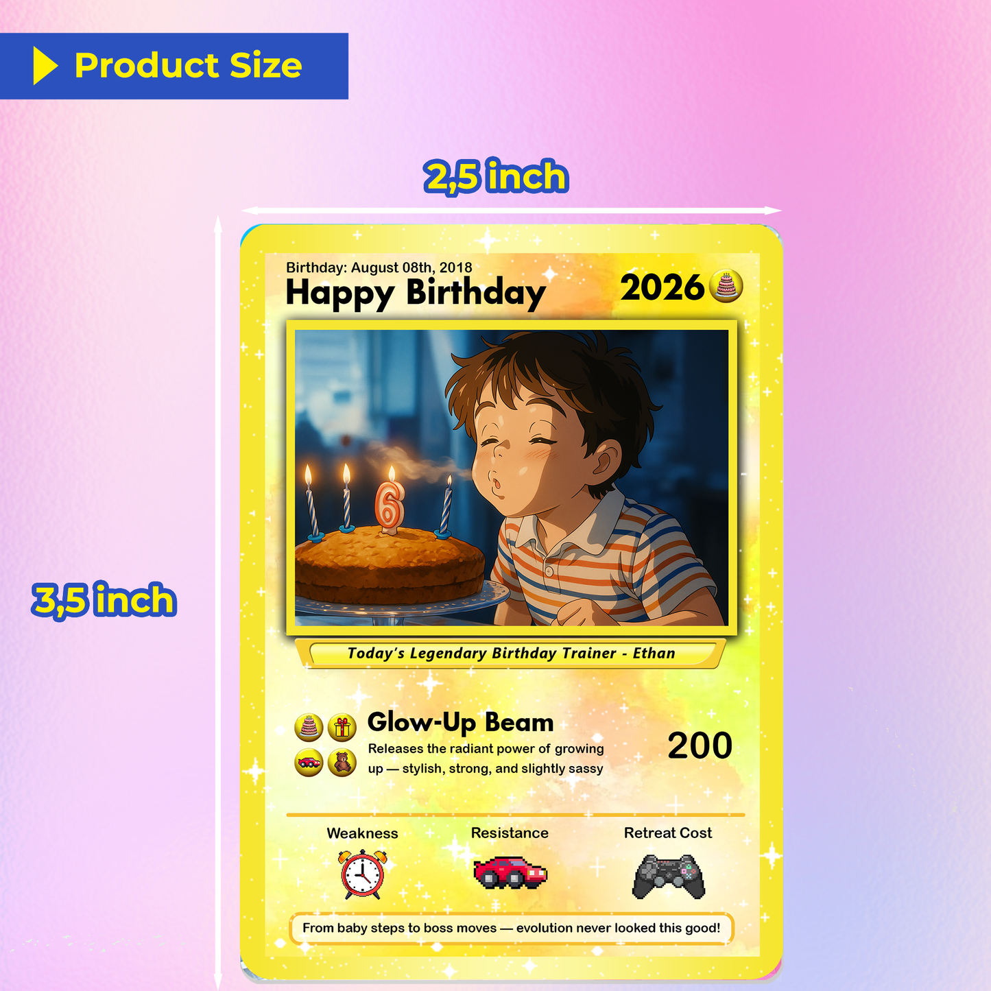 Happy Birthday Custom Pokémon Card, Personalized Pokémon Card for Date of Birth - CPC-11