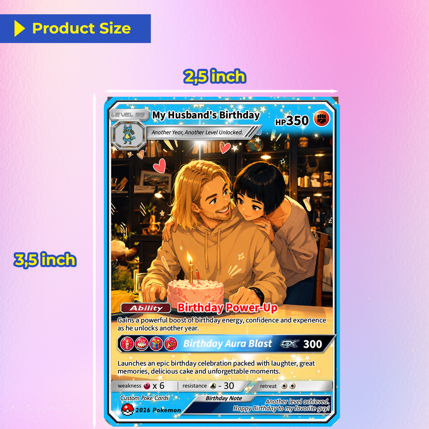 Happy Birthday Custom Pokémon Card for Him - Personalized Pokémon Card by Animated Photo - Customizable Pokémon Gift from Girlfriend, Wife for Boyfriend & Husband - CPC-DOB-07