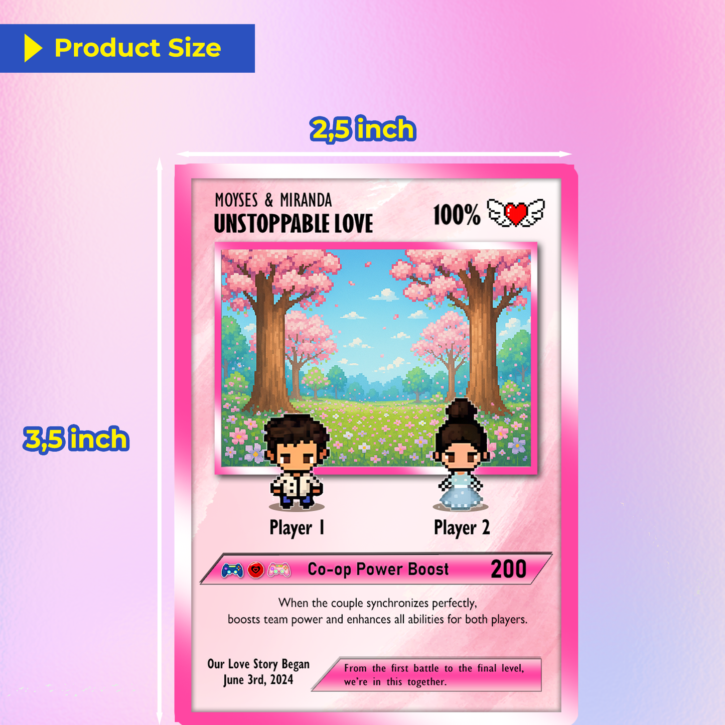 Custom Pokemon Card with 80s Pixel Characters  - Personalized Poke Card for Couples - Customizable Gift for Lovers - CPC-22.B