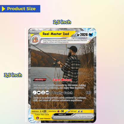 Fishing Dad Custom Pokémon Card for Father's Day - Father’s Day Personalized Pokémon Card for Fishing Lovers - Comic Anime Customizable Gift from Wife, Son & Daughter - CPC-138