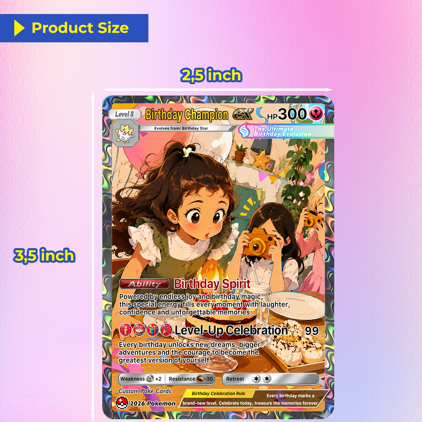 Happy Birthday Custom Pokémon Card - Personalized Pokémon Card for Date of Birth - Customizable Pokémon Gift from Parents, Grandparents for Kids - CPC-DOB-01