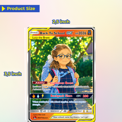 Back to School Gift for Pokémon Fans - Custom Pokémon Card with Anime Picture for Kids, Students - Personalized First Day of School Gift from Parents - CPC-147