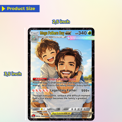 Happy Mega Father's Day Custom Pokémon Card - Comic Anime Style Personalized Pokémon Card for Dad - Perfect Gift for Dad - CPC-113