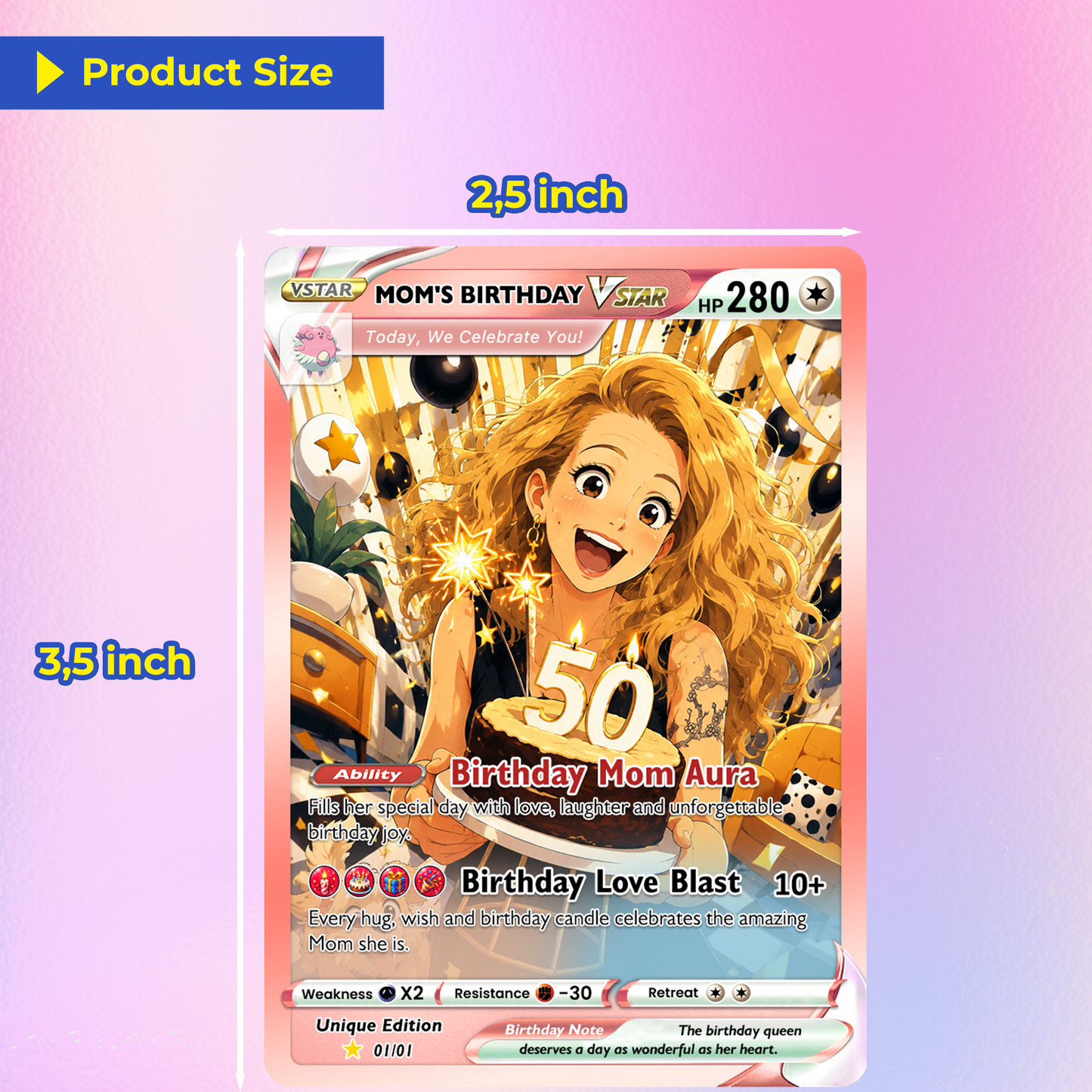 Happy Birthday Custom Pokémon Card for Moms - Personalized Pokémon Card by Animated Photo - Customizable Pokémon Gift from Kids, Husband for Mom & Wife - CPC-DOB-04