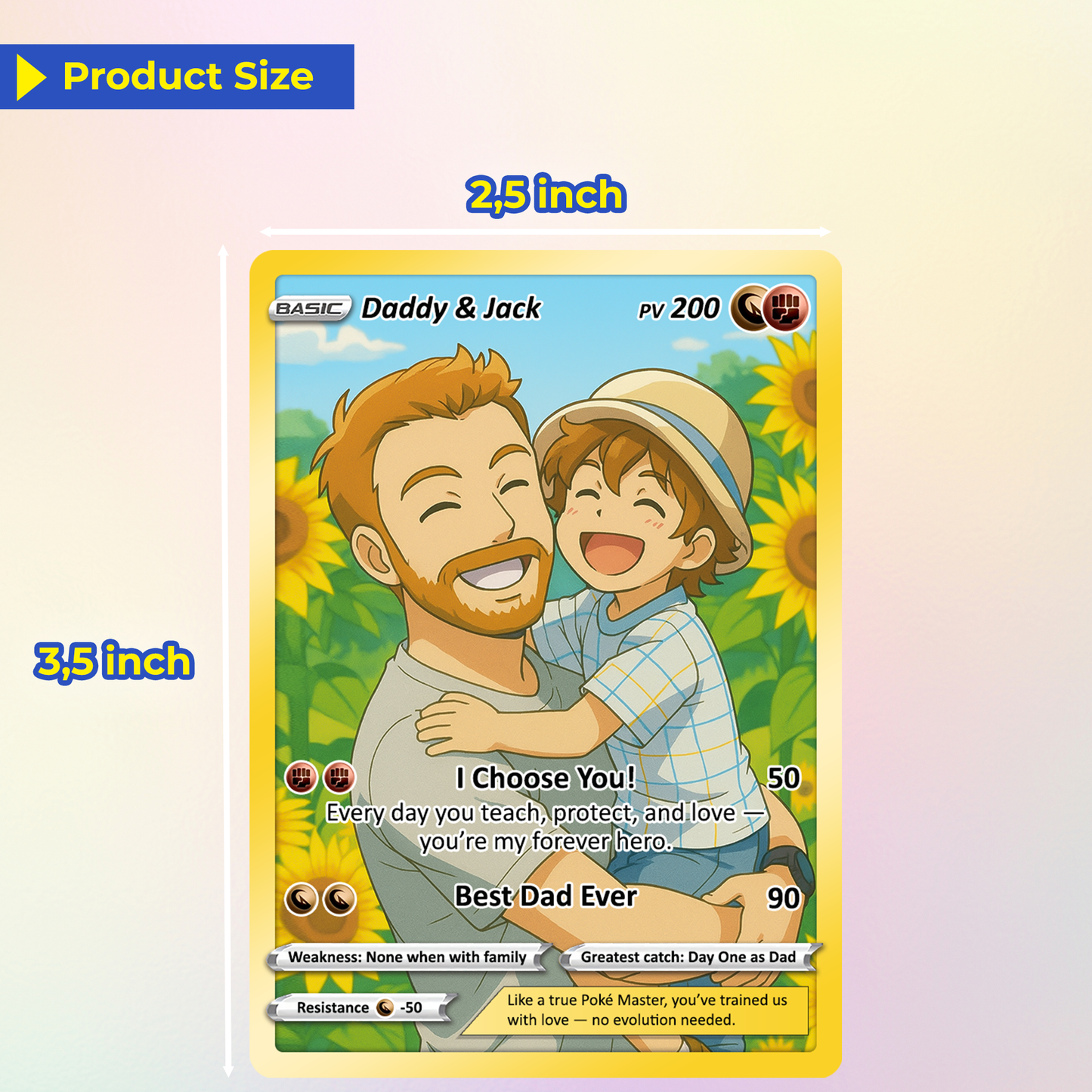 Best Dad Ever Pokemon Card, Custom Pokemon Card  - Anime-Inspired Personalized Pokemon Card for Dad - Perfect Gift for Dad - CPC-58