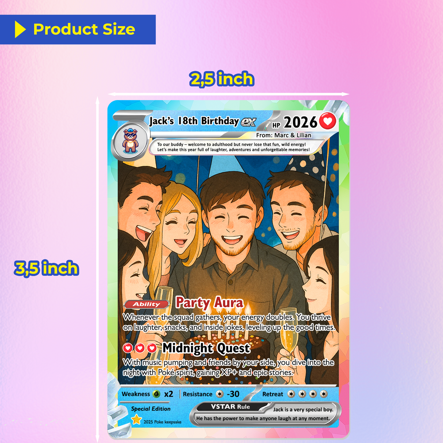 Custom Pokemon Card Birthday, Personalized Pocket Monster Style Gifts for Date of Birth, Best Anime-Inspired Cards for Friends, Son, Daughter, Partner - CPC-56