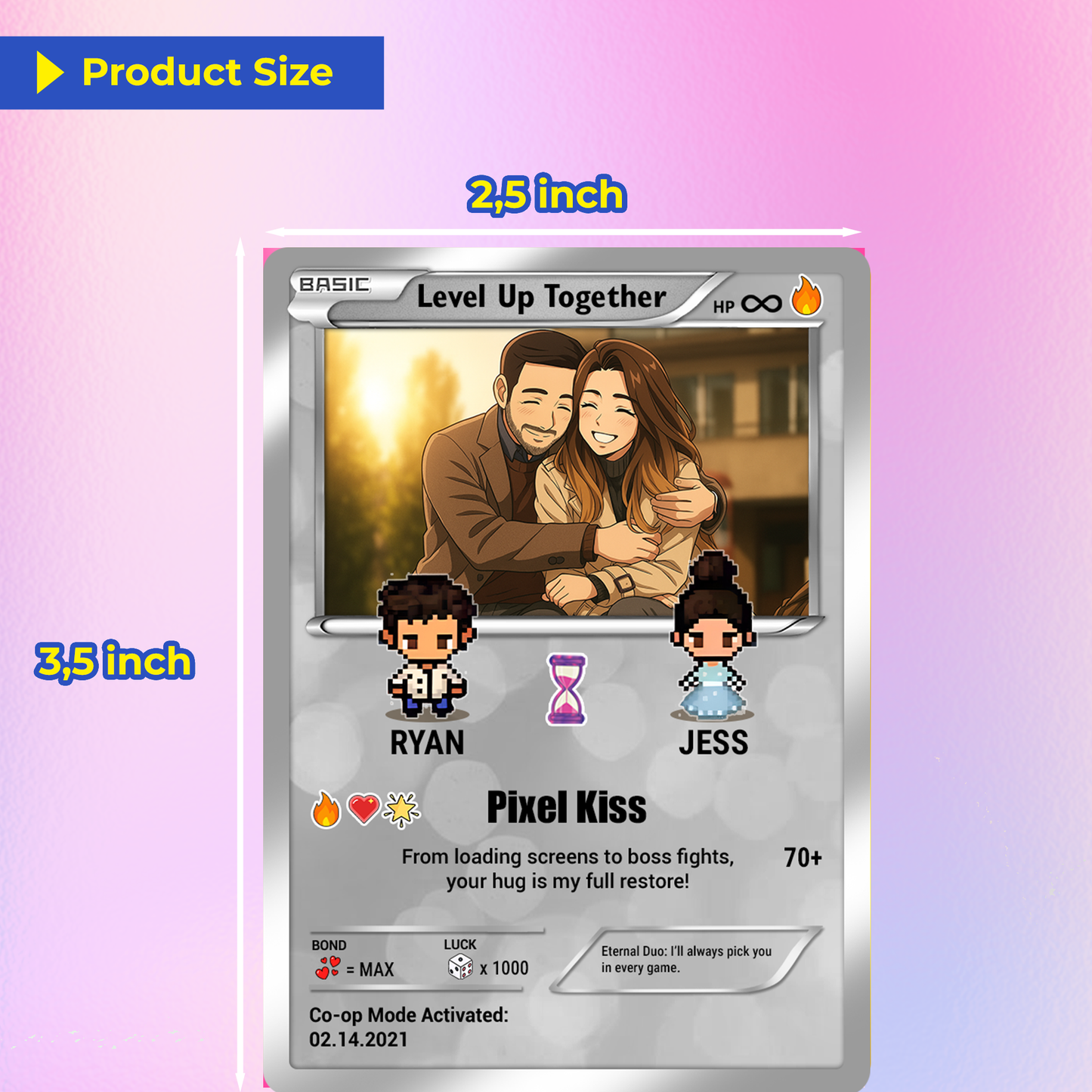 Pixel Characters & Anime Transformation Custom Pokemon Card - Personalized Poke Card for Couples - CPC-51