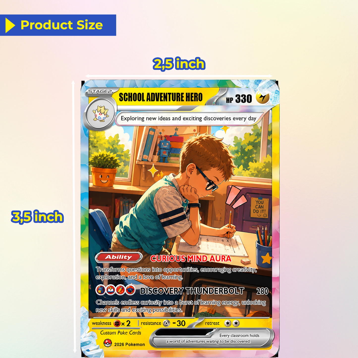 Back to School Personalized Pokémon Card - Custom Pokémon Card with Anime Picture for Kids, Students - First Day of School Gift from Parents - CPC-BTS-04