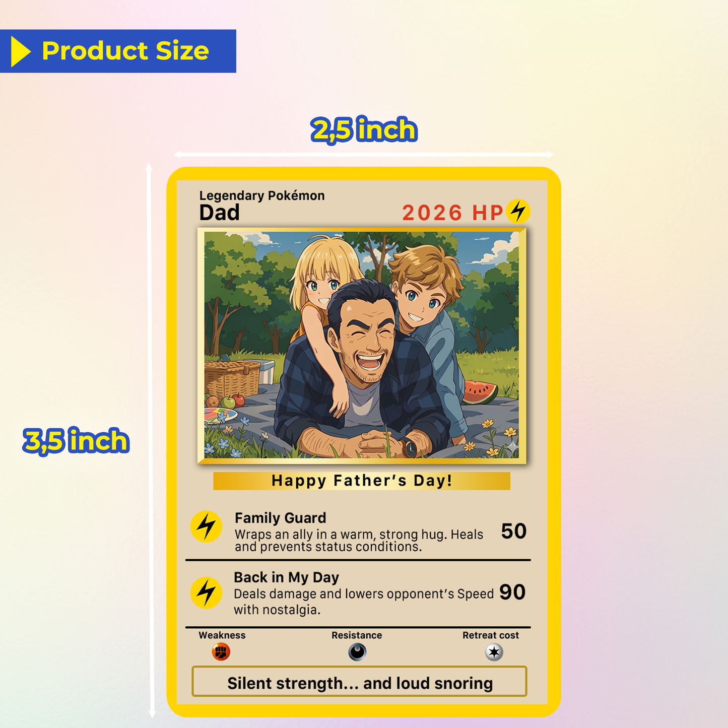 Classic Vibe Custom Pokémon Card for 2026 Father's Day - Anime Styles Personalized Pokémon Card for Dad - Perfect  Pokémon Card from Wife & Kids - CPC-109