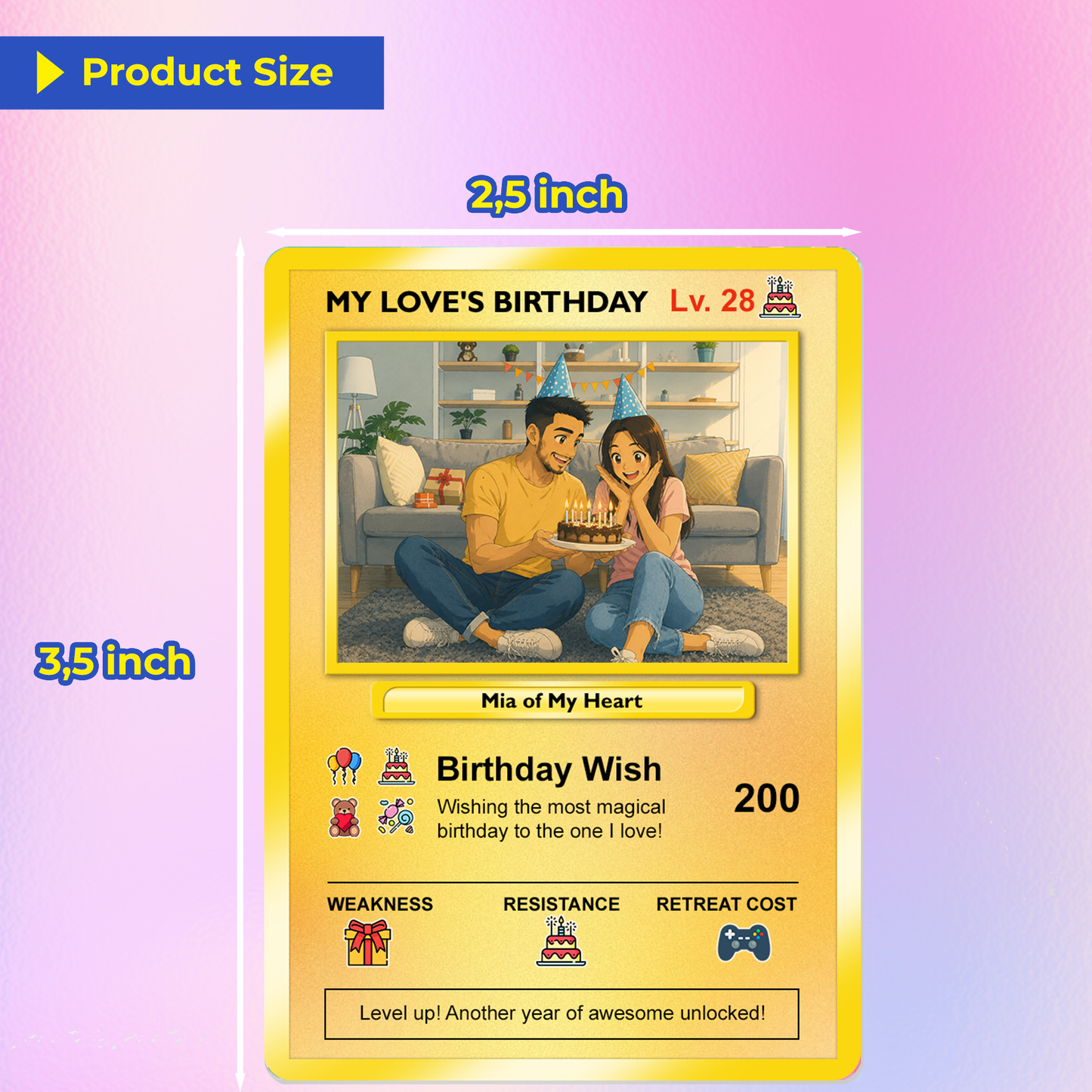 Birthday Custom Pokémon Card for Couples, Pixel Characters Personalized Pokémon Card, Customizable Pokémon Cards for Birthday - CPC-14.A