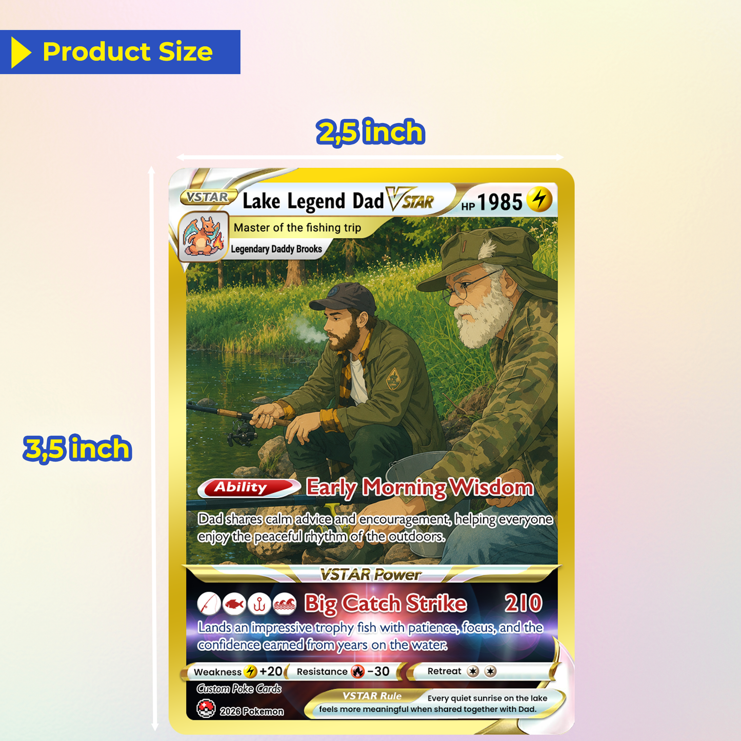 Father's Day Custom Pokémon Card for Fishing Dad - Father’s Day Personalized Pokémon Card for Fishing Lovers - Comic Anime Customizable Gift from Wife, Son & Daughter - CPC-139