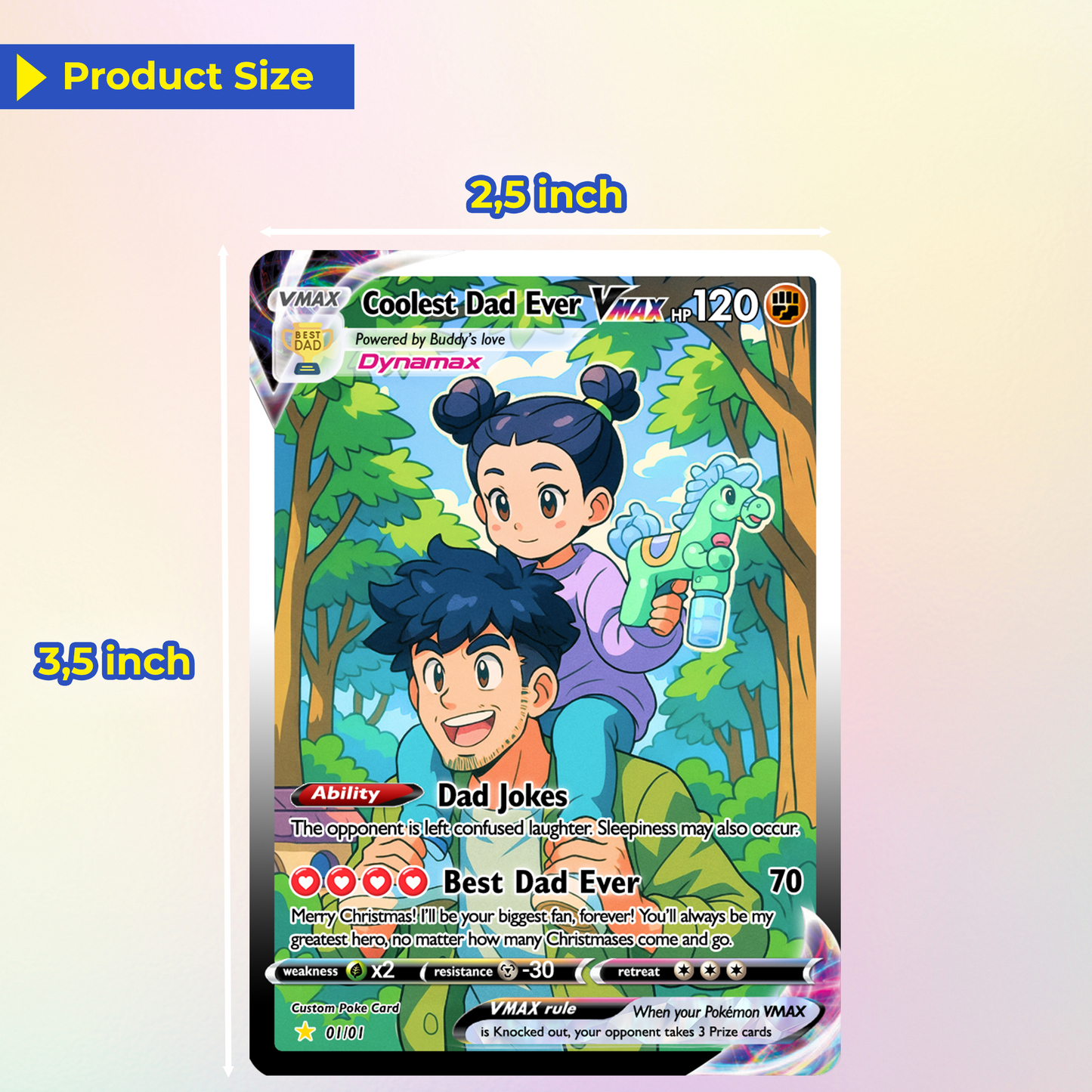 Coolest Dad Ever Pokemon Card, Custom Pokemon Card - Anime-Inspired Personalized Pokemon Card for Dad - Perfect Gift for Dad - CPC-55