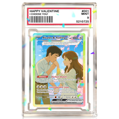Custom Acrylic Pokemon Card Display Block - Custom Game-Inspired Card Block for Couples - Customized Acrylic Animated Style Plaque for Lovers | Best Valentine Gifts for Him, Her - CPC-15-BL