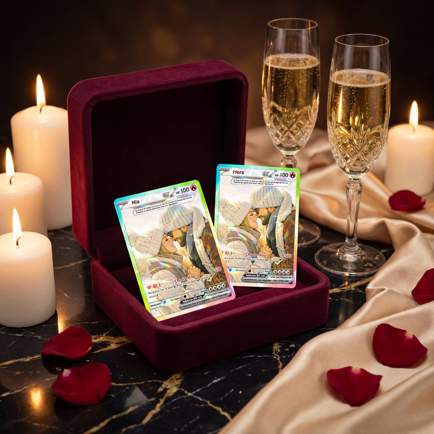 Custom Pokémon Cards with Anime Picture, Personalized Poke Cards Animated Style Gifts for Him and Her - CPC-04.B