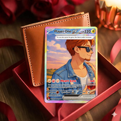 Matching Set Custom Pokémon Cards, Set of 2 Personalized Poke Cards, Buy 1 Get 2 Animated Style Gifts for Him and Her - CPC-100