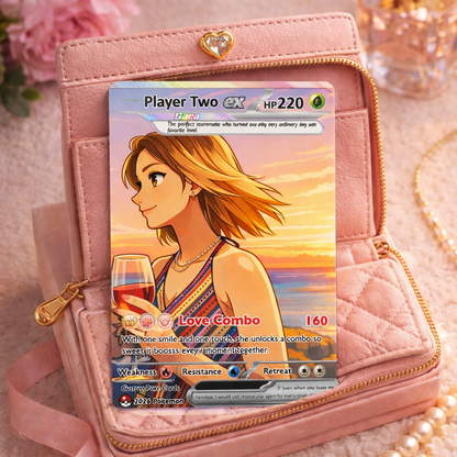 Matching Set Custom Pokémon Cards, Set of 2 Personalized Poke Cards, Buy 1 Get 2 Animated Style Gifts for Him and Her - CPC-100