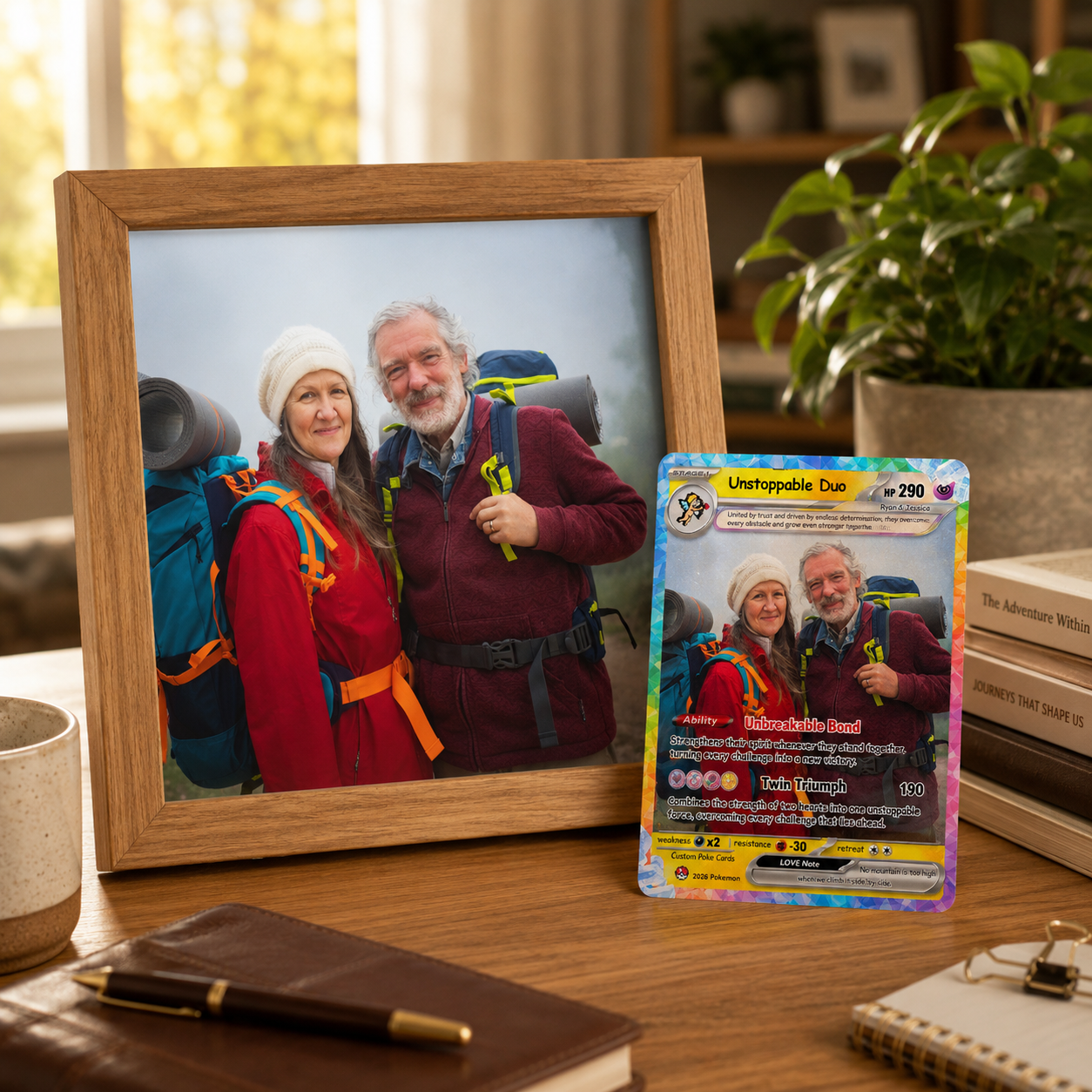 Personalized Poke Cards by Ghibli & Comic Anime Style, Custom Pokémon Cards with Animated Picture, Customizable Pokémon Gift for Him and Her - CPC-152