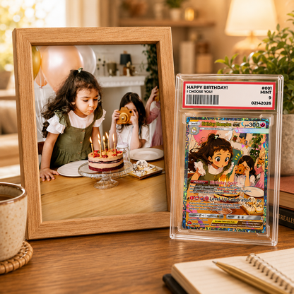 Happy Birthday Custom Pokémon Card - Personalized Pokémon Card for Date of Birth - Customizable Pokémon Gift from Parents, Grandparents for Kids - CPC-DOB-01