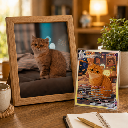 Custom Pokémon Card For Cat Lovers - Personalized Poke Cards with Animated Cat Photo - Unique Gift for Cat Mom, Cat Dad - CPC-Pet-06