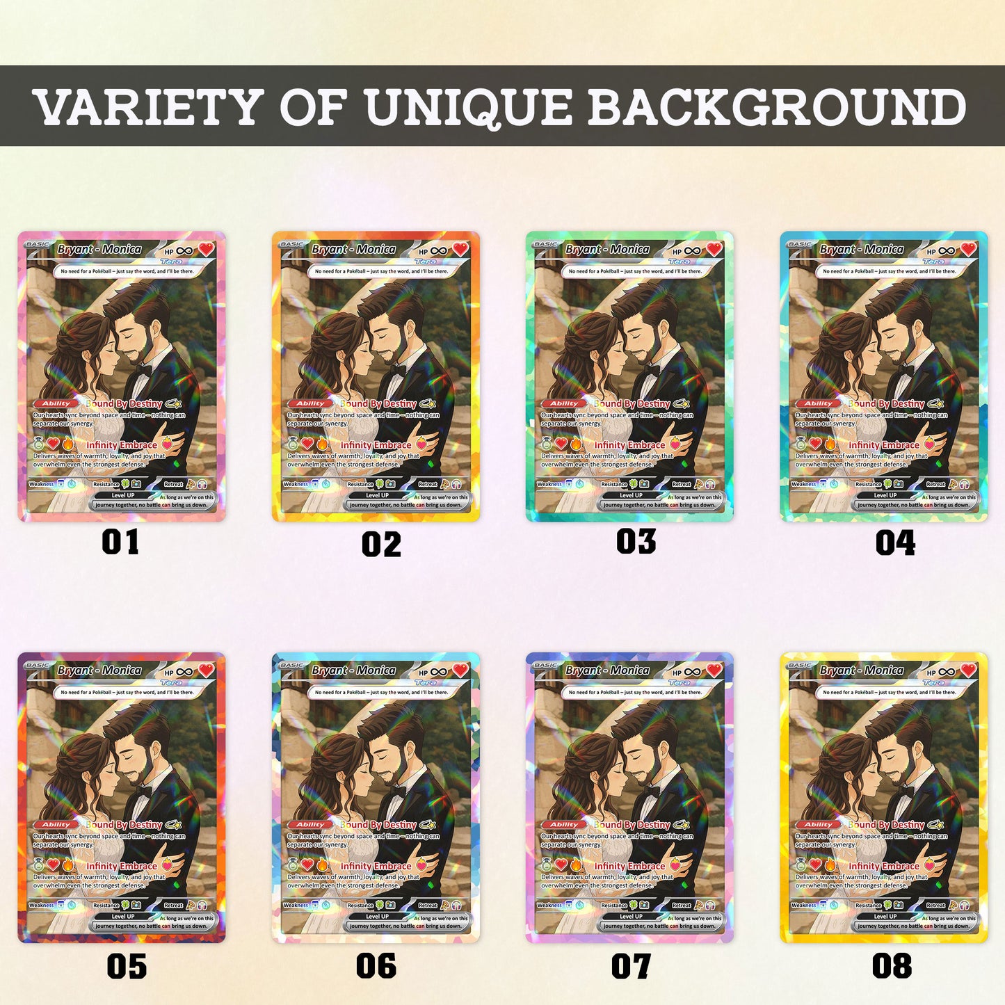 Custom Poke Card for Couple - Anime-Inspired Ghibli Aesthetic Pocket Monster Gift - Holographic Effect Available - CPC-20