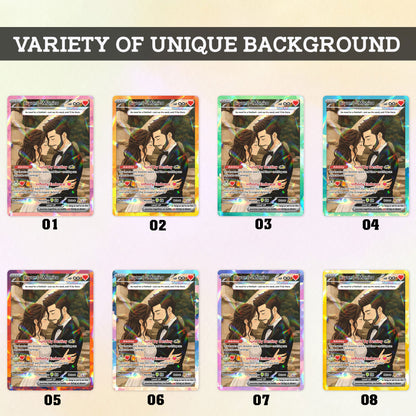 Custom Poke Card for Couple - Anime-Inspired Ghibli Aesthetic Pocket Monster Gift - Holographic Effect Available - CPC-20