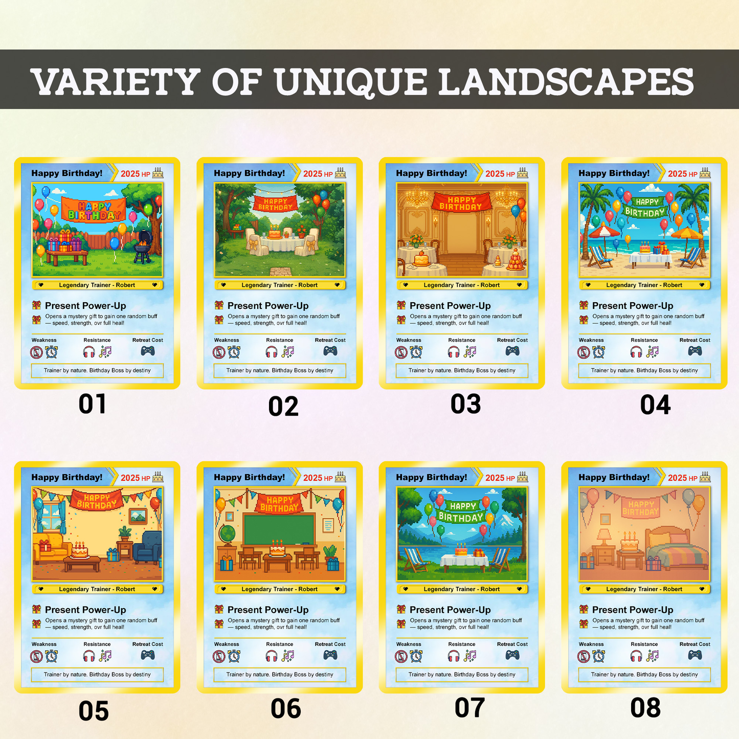 Happy Birthday Custom Pokémon Card - Pixel Characters &, Photo Upload Personalized Pokémon Card - CPC-13